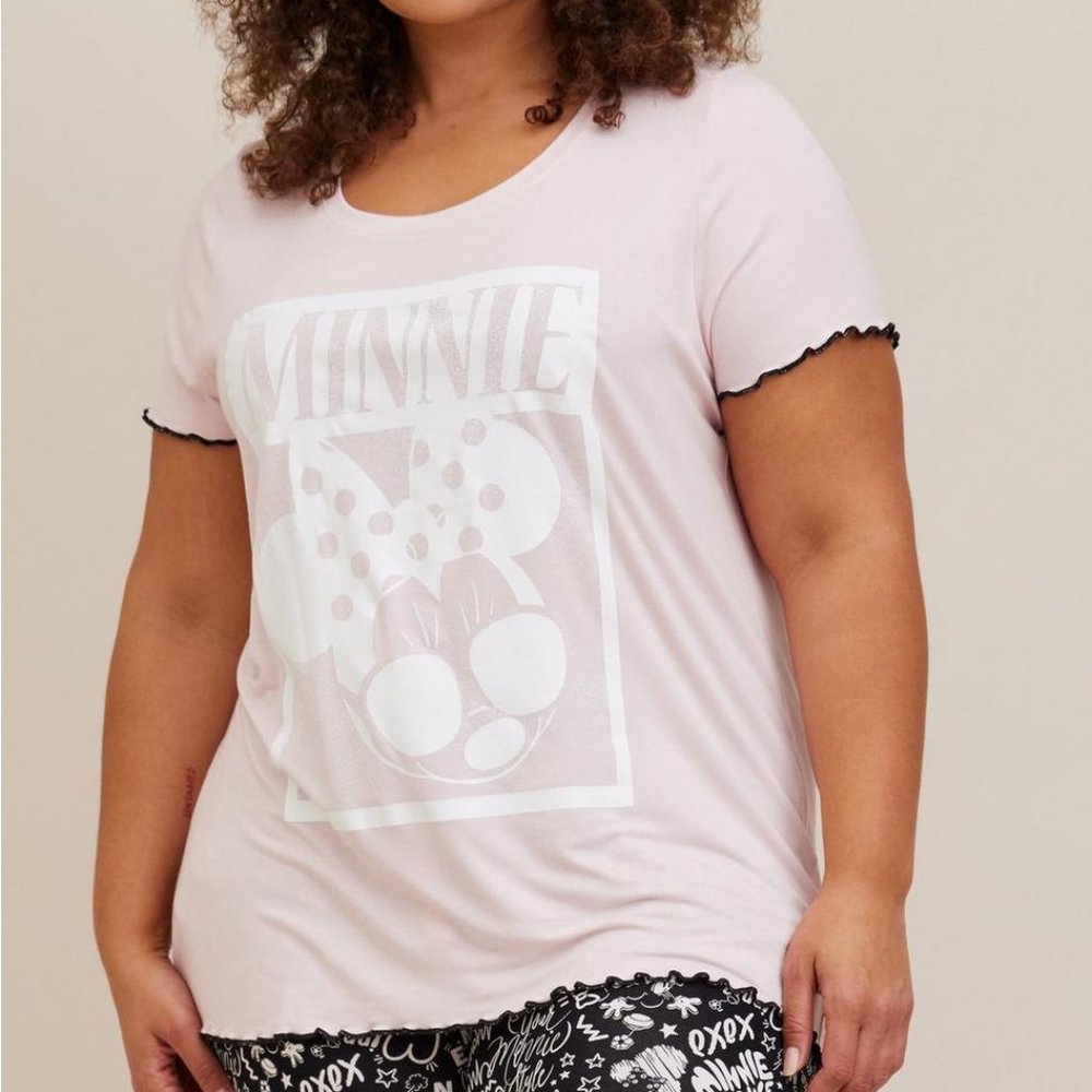 ❤️NWT TORRID TOP - MINNIE MICKEY MOUSE SUPER SOFT SHORT SLEEVE SLEEP TEE
